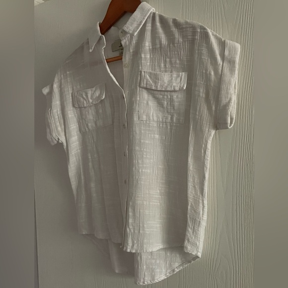 Thread & Supply White Short Sleeve Button Down Shirt 100% Cotton Size S - Picture 4 of 12